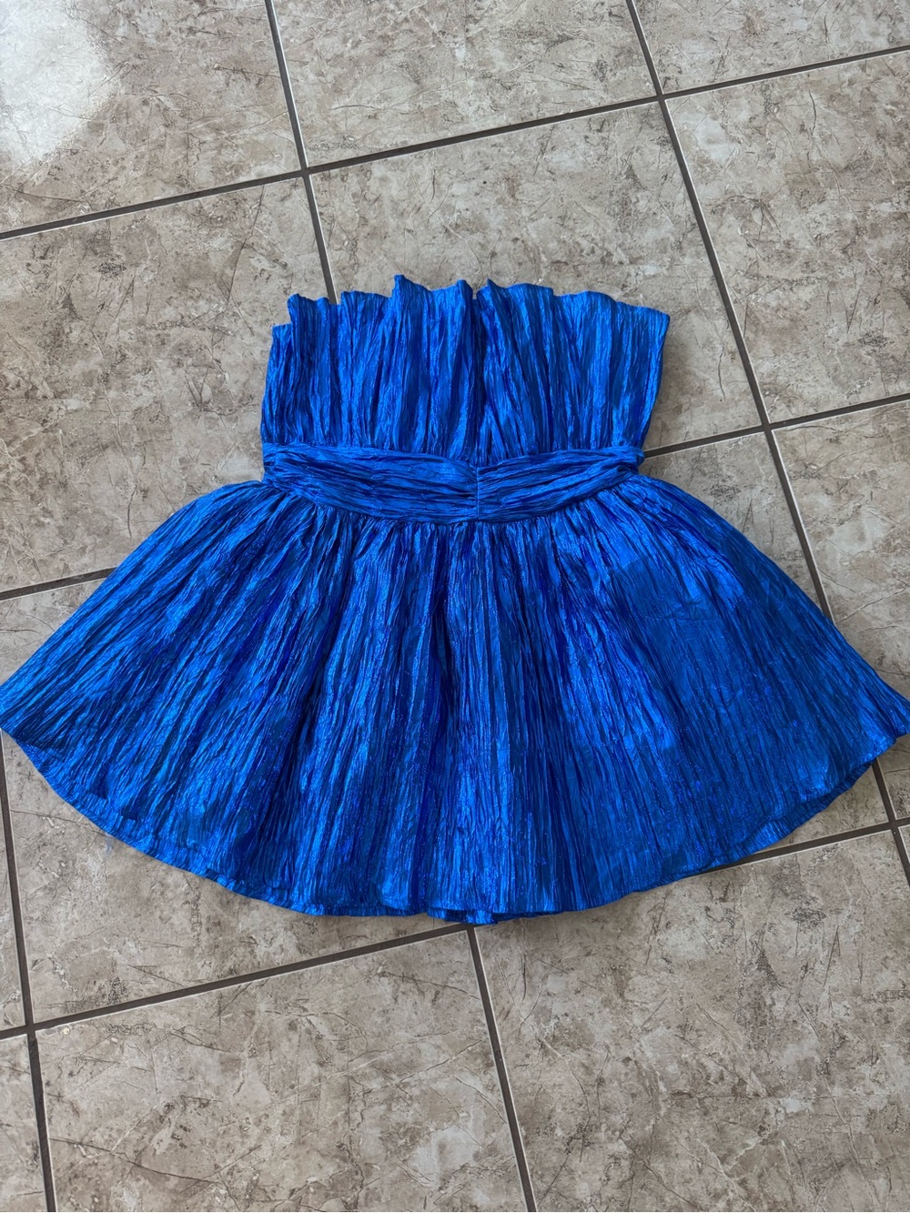 Strapless Shimmer Formal Dress in Vibrant Blue